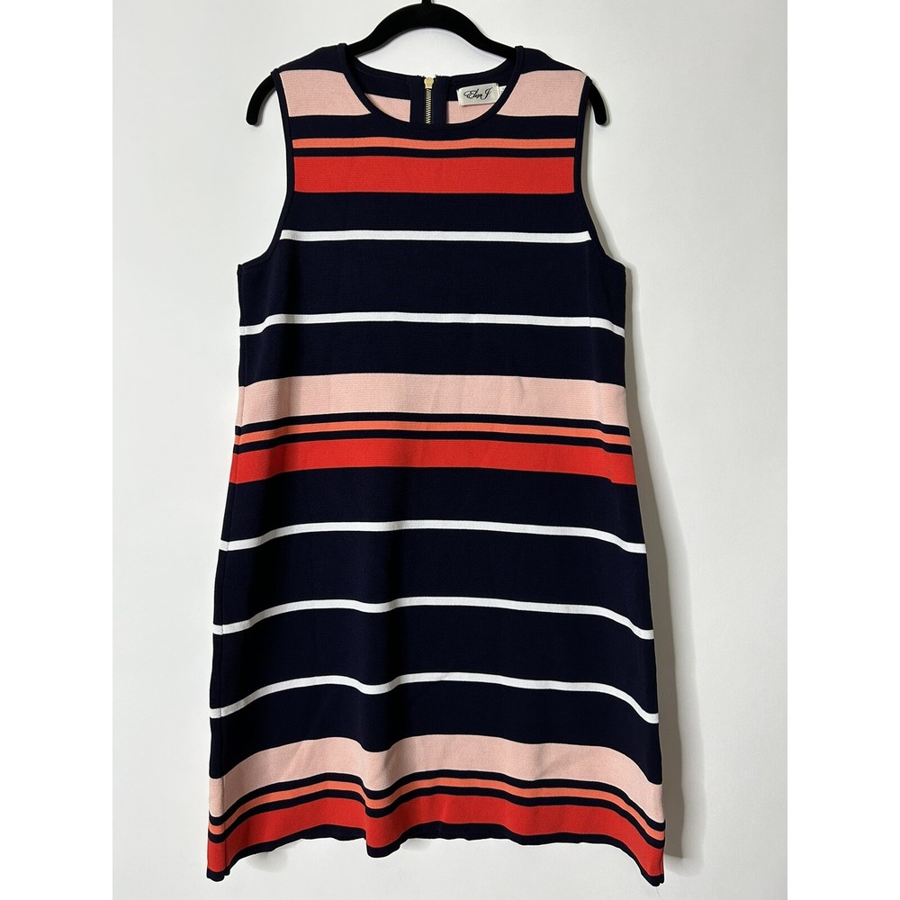 Eliza J Women Size L Striped Sleeveless Rayon Blend Dress